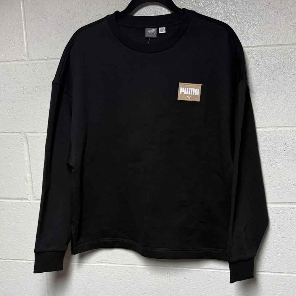 Puma Logo Women’s Crewneck Pullover Fleece Sweatshirt Sz L
